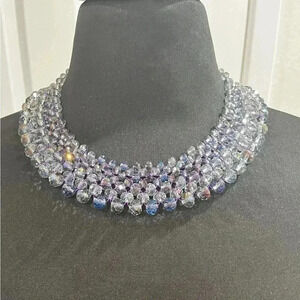 Gorgeous Sparkly Beaded Statement necklace. Silver tone metal